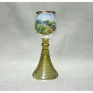 Vintage Heidelberg Skyline Souvenir Roemer Shot Glass Roman Glass Beehive Stem